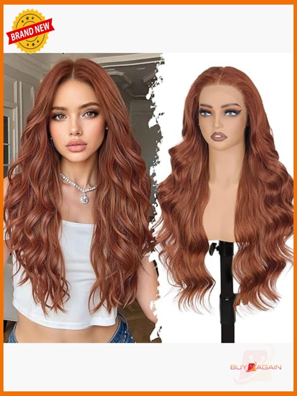 Synthetic Lace Front Wig, 13x4 HD Lace Wavy Curly Glueless Wig 26 Inch
